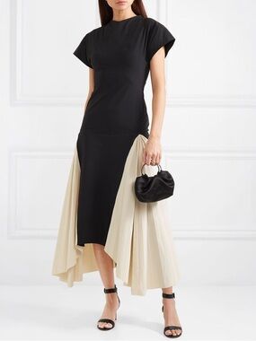 A.W.A.K.E. Mode - Sculptural Contrast Midi Dress - Black & Ivory